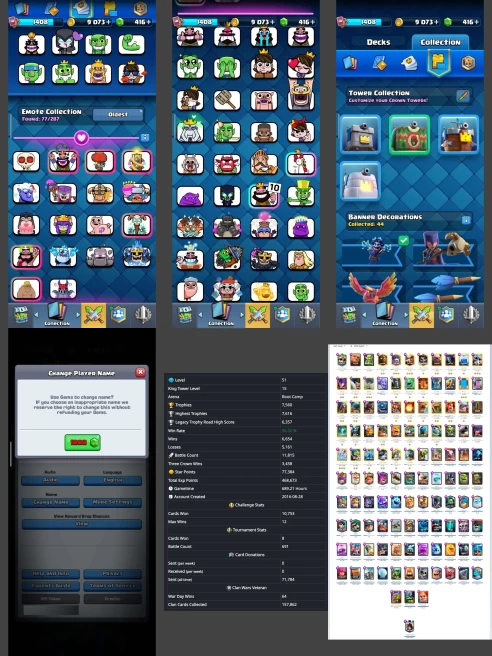 ◈LVL:51 ◈Cards:113 L15:3 L14:44 L13:8 ◈Skins:3 ◈HT:7616 ◈Emotes:77 ◈Full Access ◈Instant Delivery ◈A7350