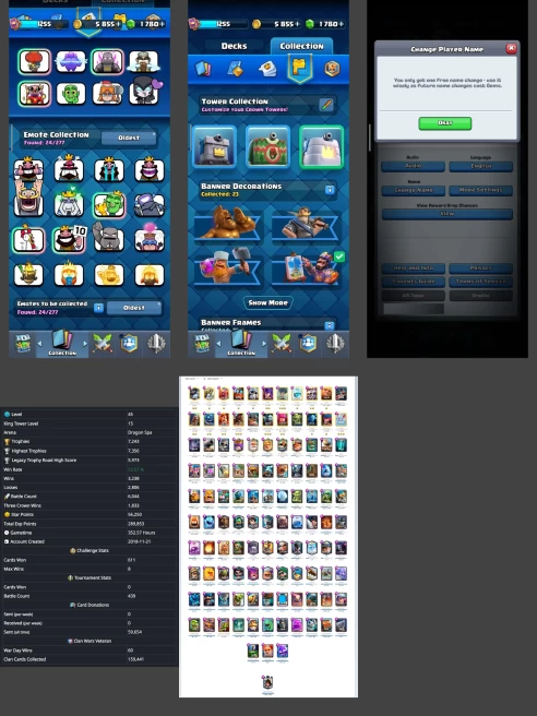 ◈LVL:45 ◈Cards:113 L14:23 L13:2 L12:32 ◈Skins:2 ◈HT:7356 ◈Emotes:24 ◈Full Access ◈Instant Delivery ◈A7351