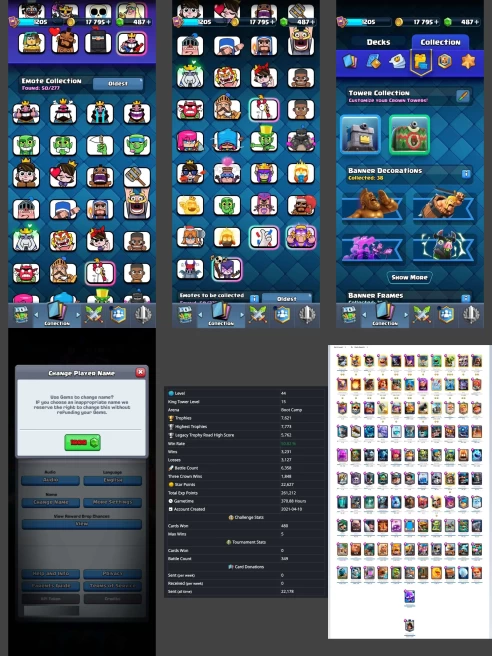 ◈LVL:44 ◈Cards:111 L14:21 L13:9 L12:25 ◈Skins:1 ◈HT:7773 ◈Emotes:50 ◈Full Access ◈Instant Delivery ◈A7352