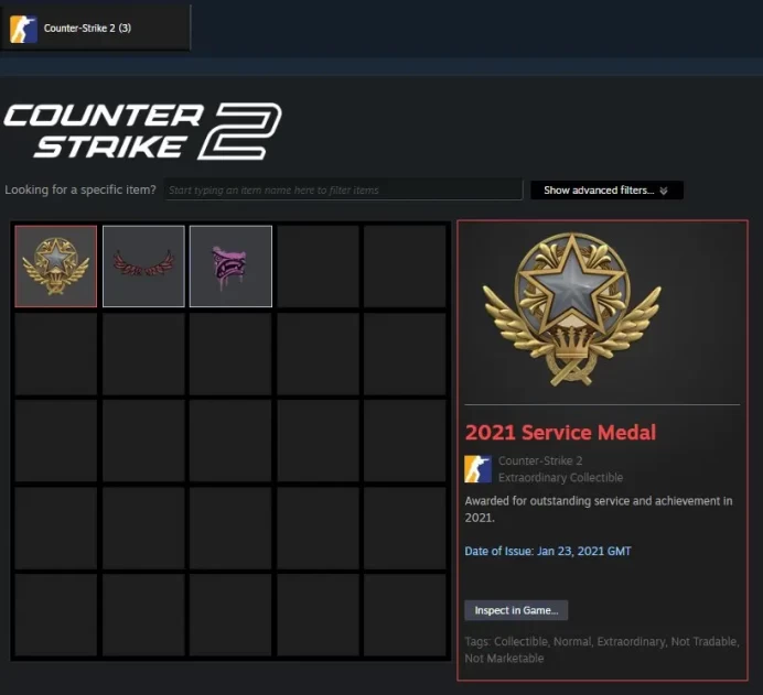 CS1617 // NO Prime! Almost Premier Ready Almost 3 Medals 2021 Service, 5-Year Coin, GO