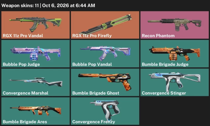 【EU】 11 Skins | RGX 11z Pro Firefly + RGX 11z Pro Vandal + Recon Phantom + Bubble Pop Judge | Rank: Ranked Ready | FULL ACCESS