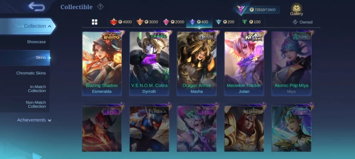 Mobile Legends | Mythical Immortal | 284 Skins | 131 Heroes | KOF Franco Guinevere Prime