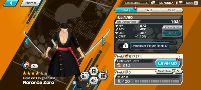 One Piece Bounty Rush | Android | 5000 Diamonds | Onigashima Roronoa Zoro