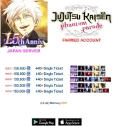 Jujutsu Kaisen Phantom Parade Japan | 150,000+ Gems | 440+ Single Tickets