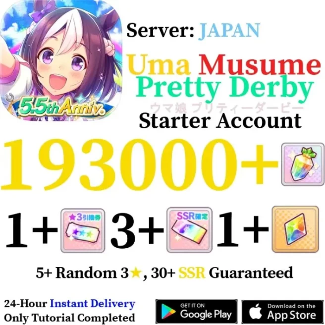 Uma Musume Pretty Derby | JP Server | 193,000+ Gems | SSR & 3-Star Tickets