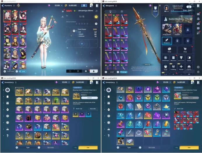 Solo Leveling Arise Global | Seorin*3 + Isla Wright*2 + Kawata Kanae*2 + Amamiya | 122K Gems + 600 Tickets