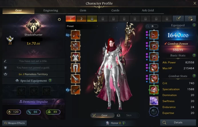 Lost Ark EU | Shadowhunter 1640 GS | Level 70 | Rimeria Pass 1640