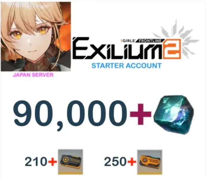 Girls Frontline 2 Exilium Haoplay Japan | 90,000+ Gems | 210+ Tickets | 250+ Event Tickets | Starter Account