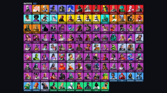 122 skins | Reaper | Skull Trooper | Peter Griffin | Mizuki | Backlash | Hades | Zeus | Era | Renzo the Destroyer | Valeria | A5604