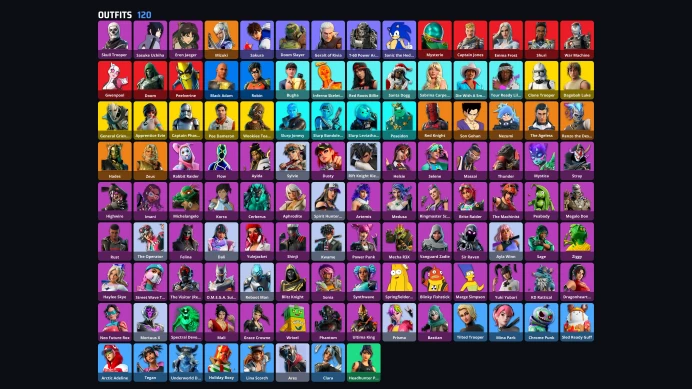 120 skins | Skull Trooper | Sasuke Uchiha | Eren Jaeger | Mizuki | Son Gohan | The Ageless | Zeus | Renzo the Destroyer | Hades | A5608