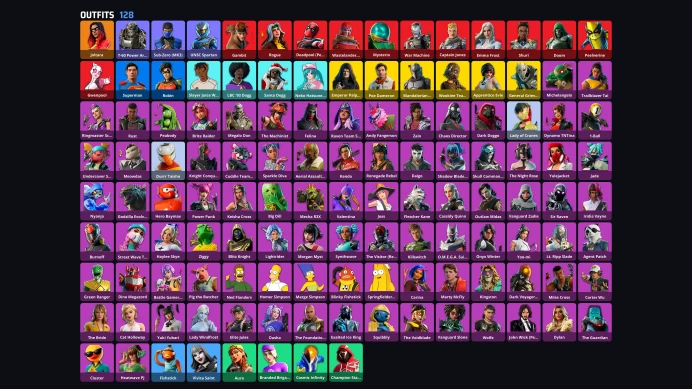 128 skins | Joltara | Onyx Winter | Mysterio | War Machine | Cuddle Team Specialist | Superman | Durrr Taisho | Sparkle Diva | A5610