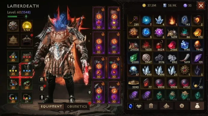 Diablo Immortal EU | Barbarian Paragon 1548 | 3724 Resonance | 61.1K CR | Full Rank 30 Gear