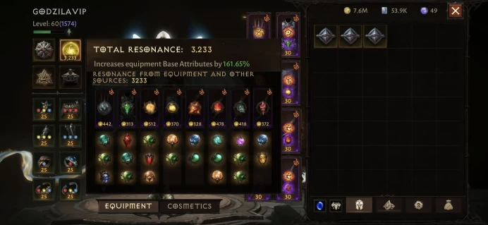 Diablo Immortal | EU Blood Rose | Tempest 3233 Res | 61.8K CR | Paragon 1574