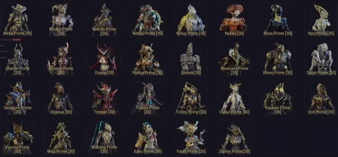 Warframe PC | MR Legendary 1 | 63 Warframes | Prime Mods | Rank 31
