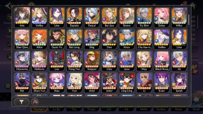 Global|Full EX7(JuriTC4,FaiTC1,MeliaTC1,GelindusTC1,Rosie)|28 TC6(Yoongun,Lu Bu,teo,Freyja,etc)|Netmarble| 7KR148B