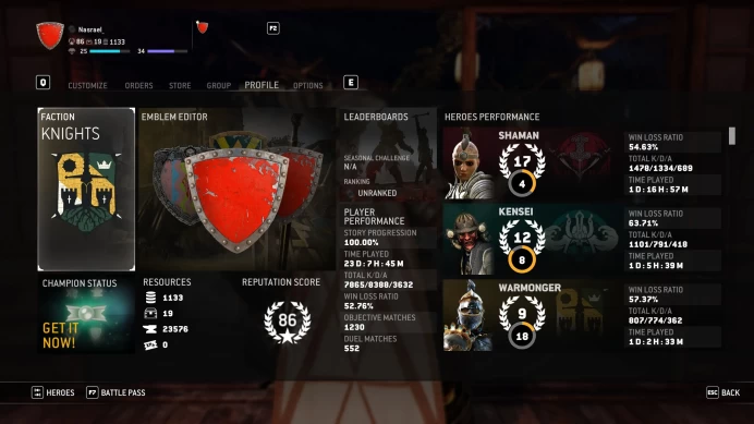 For Honor | Ubisoft | 86 Reputation | 1,000 Steel Credits | Full Access