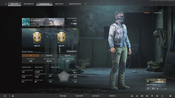 "3x3 Titanium Safe Case S7" [114M Stored Value] [57% Extraction Rate]  [Hero Rank] 100% Secure Full Access, Arena Breakout Infinite.