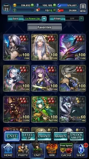 Global|Rank 21|100K Crystal| Top Tier Units (Lenius Unbound,G Lilaha,AoG Yuda,Lonardo,etc)| 2 UR 22 SSR Ark|Code Only|LC1637