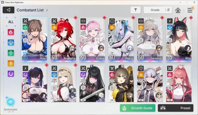 Global|Lv.53|16SSR [Narja,Haru EM2]+Sign,Sereniel EM2,Veronica EM2,Renoa EM2,Chizuru EM1, Etc|Check SS CZN133B