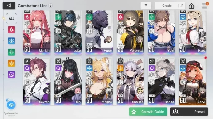 Global|Lv55|11 SSR|Luke+Sign,Mei Lin,Haru,HugoM2,VeronicaM1,Yuki,Kayron,Rin,Magna,Khalipe,Renoa|11SR TressaM6+Sign|Stove|CZN2299