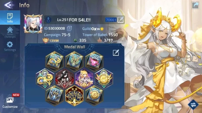 Global|Lv.251|1399m Power|Camp 75-5|Vip 10|327 Hero|12 Nexus|42 Awaken|11 UR|8 Epic & 35 Elite Skin|Check SS MLA156B