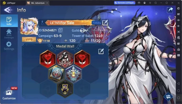 Global | LV 145 | 111M Power | Camp 63-9 | VIP 9 | 21 Awakening | Hero 244 | 5 UR | 4 Epic | Detail Check SS MLA102B