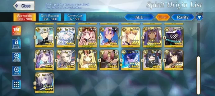 NA Lv 132|11 SSR Servant|RB + O|Ciel (NP 5),Castoria,Koyan Light,Merlin,Arthuria Saber n Archer,BG Lb1,Etc|Log Code|FGO1085