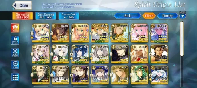 NA Lv 132|11 SSR Servant|RB + O|Ciel (NP 5),Castoria,Koyan Light,Merlin,Arthuria Saber n Archer,BG Lb1,Etc|Log Code|FGO1085