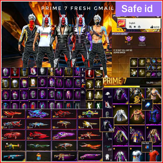 Free Fire Bangladesh | Grandmaster | Level 76 | Prime Lv7 | 12 Evo Guns