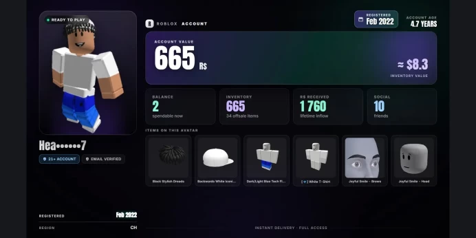 ✅ 1.8K Robux Spent ⚡ 2022 Reg ⭐ Age 21+ ✨ 34 Offsale Items