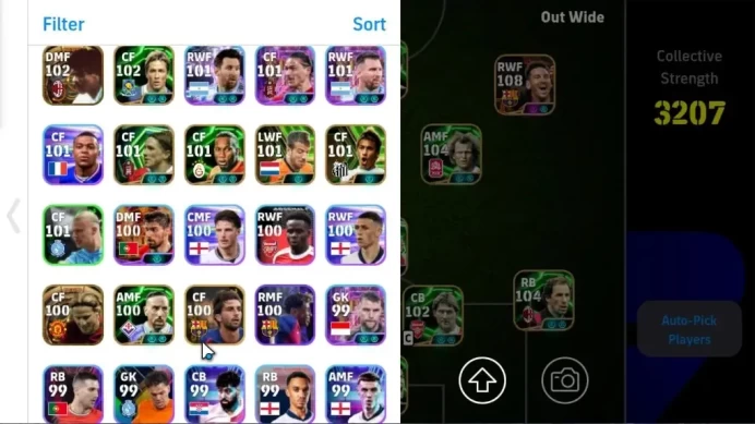 Android|Power 3207|3BigTime Lionel Messi-MSN|24Epic Franco Baresi,Marco van Basten,Eric Cantona,Uli HoeneB,Bebeto|PES2027|EF4361
