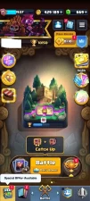 KT 15 - Level 59 - Cups (تعداد ذکر نشده) - 2 Max Cards - 6 Level 15 Cards - 32 Level 14 Cards - 9 Evo Cards - 102 Emotes - 669 Gems