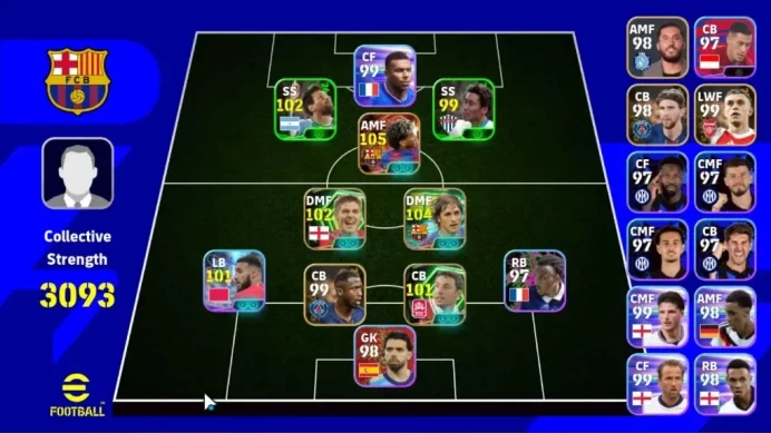 Android|Power 3093|Big Time Lamine Yamal|Epic Edmilson,Gerrard,Mark van Bommel|Show Time Noussair Mazraoui|PES2027|EF4362