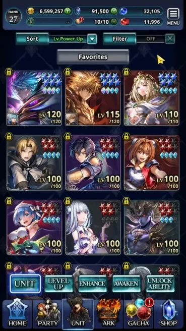 Global|Rank 27|91K Crystal|Mushoku (Rudeus Greyrat)|(Lenius Unbound,Arkh KoD,SM Sera,etc)|9 UR,3 LR,65 SSR Ark|Code Only|LC1645