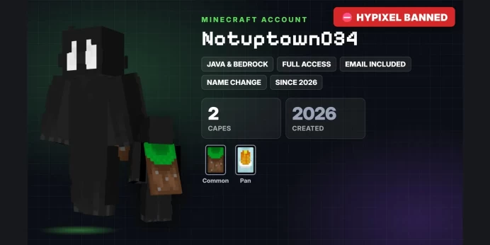✅ 2 Capes: Common, Pan ✅ Java & Bedrock & Full Access ⛔ Hypixel Banned