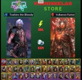 Starter with Mythical - Toshiro : 96k energy / 63 mln coins / Vulkanos, Tatura, Ugir, Arix, Ninja + 22 Login Legendaries