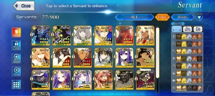 NA Lv 65|120 SQ|5 SSR|Oberon,First Hasan,Quirinus,Xiang Yu,Arthur Proto +SSR Select|CE Black Grail +Marshal|BDay Unset|FGO1088