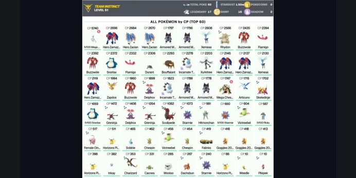 ⭐ 4 Armored Mewtwo ✨ IV100 MEGA Mewtwo Y 5.7K ✅ Legendary: 17 ✨ Shiny: 18 ⚡ Zamazenta ⭐ Zacian ✨ Thundurus ✅ Zapdos ⚡ Articuno