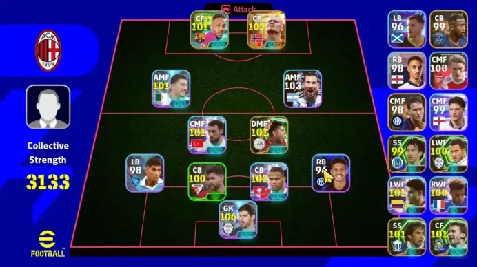 Mobile|PW 3133|Bigtime Haaland, Epic Rijkaard, Aubameyang,Shevchenko,Showtime Courtois,Diaz,Doue|Konami ID|Check SS EFB905Z