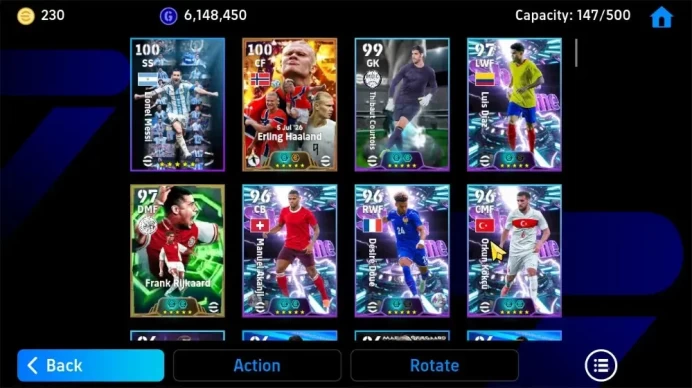 Mobile|PW 3133|Bigtime Haaland, Epic Rijkaard, Aubameyang,Shevchenko,Showtime Courtois,Diaz,Doue|Konami ID|Check SS EFB905Z