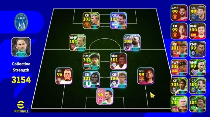 Mobile|PW 3154|Showtime Messi,Salah,Huijsen,Bassey, Epic Bergkamp, Rijkaard,Bebeto|Konami ID|Check SS EFB904Z