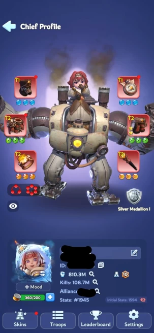 5 - FC 10 | Power 810M | VIP 12 | Meteor Skin | Full Helios | 774k Gems | Total Skin 74 | 1,7k Mythic Shard | INSTANT DELIVERY!