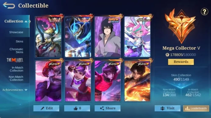 Global|Hero 138|Skin 490|Mega|Legend: Alpha, Gusion|Naruto Suyou|Asp Chang'e|5 KOF|3 Prime|3 CC|6 LBX| Check SS ML3081B
