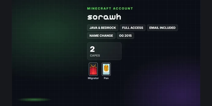 ⚡ OG 2015 ⭐ 2 Capes: Migrator, Pan ✅ Java & Bedrock & Full Access