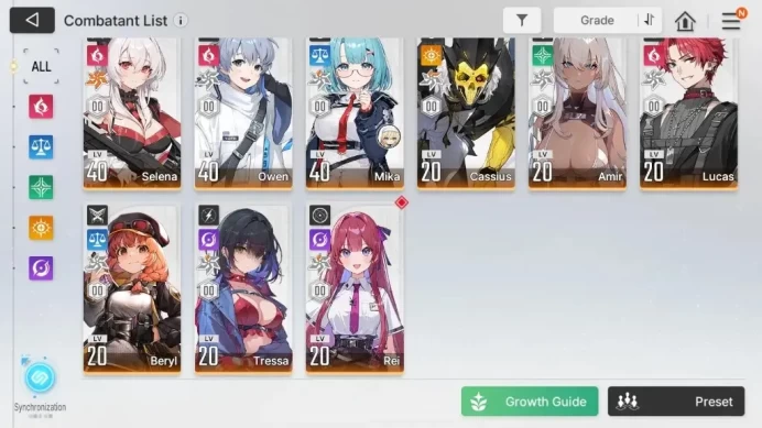 Global|Lv 41|5 SSR|Sereniel,Adelheid,VeronicaM1,Kayron,Khalipe|10 SR|SelenaM6,AnikaM3,MikaM1,CassiusM2,TresaM1,etc|Stove|CZN2277