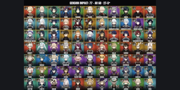 [ALL DEVICES] [Asia] AR 60 ✅ 77 Characters ⚡ 27 5-Star ⭐ Xiao ✨ Kaedehara Kazuha ✅ Albedo ⚡ Arlecchino ⭐ Shenhe ✨ Yoimiya ✅ Ganyu ⚡ Wanderer