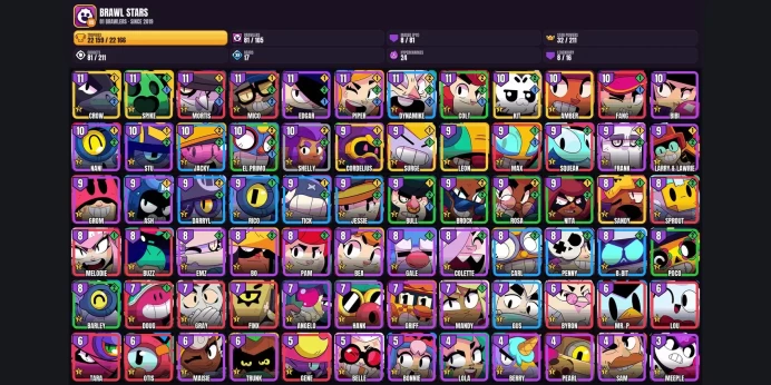 【Android/iOS】 81 BRAWLERS ⭐ 138 SKINS ✨ 8 MAXED ✨ 8 LEGENDARY ✅ 22159 TROPHIES ⚡ AMBER ⭐ LEON ✨ SURGE ✅ CORDELIUS ⚡ CROW ⭐ SPIKE ✨ KIT ✅ SANDY
