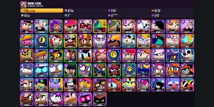 【Android/iOS】 66 BRAWLERS ✨ 97 SKINS ✨ 3 MAXED ✅ 6 LEGENDARY ⚡ 12398 TROPHIES ⭐ PIERCE ✨ KENJI ✅ LEON ⚡ SURGE ⭐ MEG ✨ DRACO ✅ COLT ⚡ SHELLY