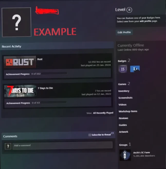 12000+ Idle HOURS RUST + 15 Years old Steam + 7 LVL + 7 Days To Die + Full Access + Region Free + Instant Delivery 24/7 #LOT-144142