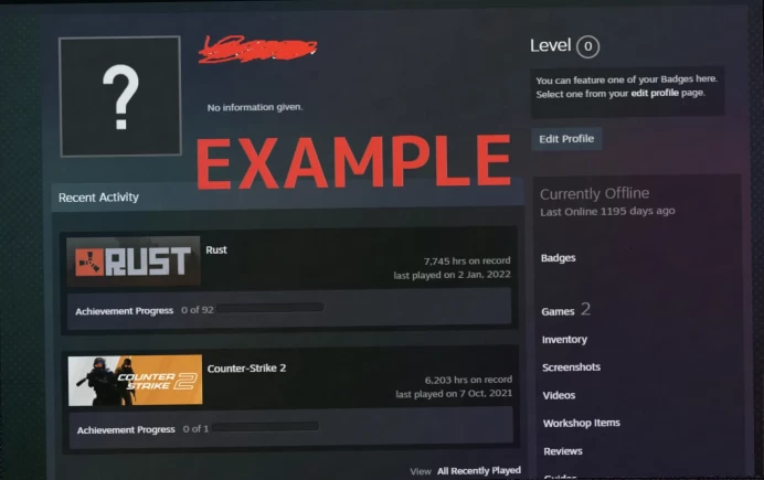 "7000+ Idle HOURS RUST+CS2 (NOT Prime) - 6000+ Idle Hours+Full Access+Original Email+Instant Delivery 24/7
" #LOT-144148